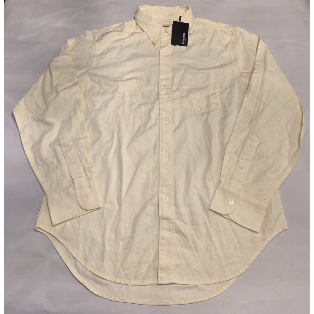NWT Buck Mason Draped Twill One Pocket Shirt Large Button Front Natural $138
